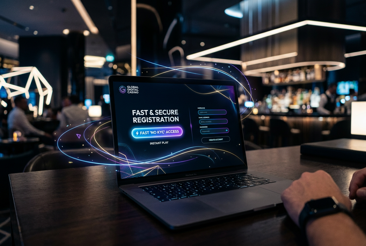 Modern digital casino registration concept with minimalist UI and fast access no identity documents needed